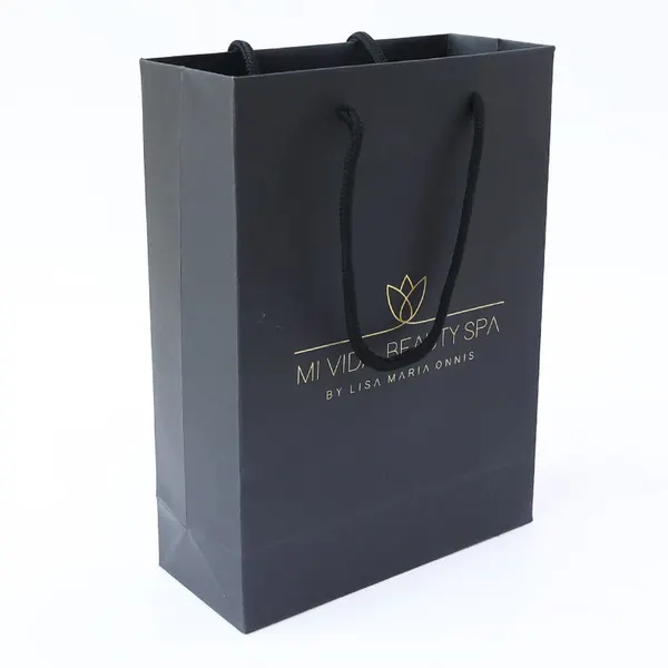 Luxury Black Printed Custom Logo Clothing Paper Shopping Bags
