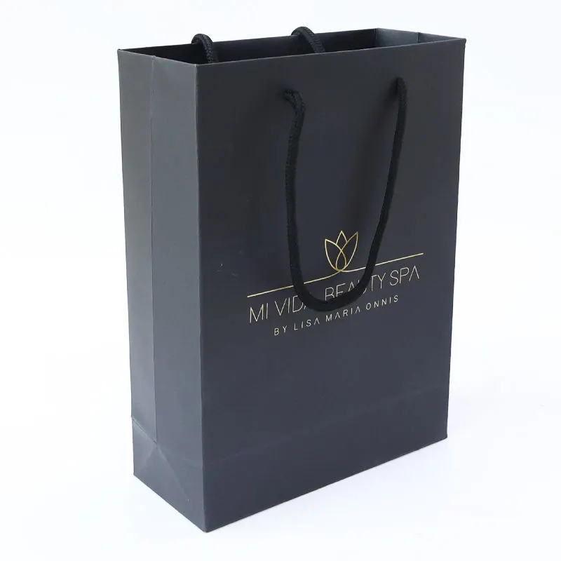 Luxury Black Printed Custom Logo Clothing Paper Shopping Bags