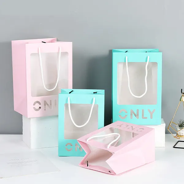 Custom Transparent Window Gift Shopping Paper Bag