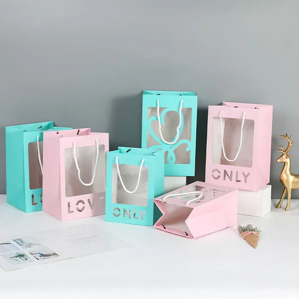Custom Transparent Window Gift Shopping Paper Bag