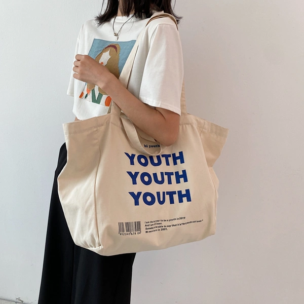 Customized Large Capacity Casual Cotton Canvas Shopping Tote Bag