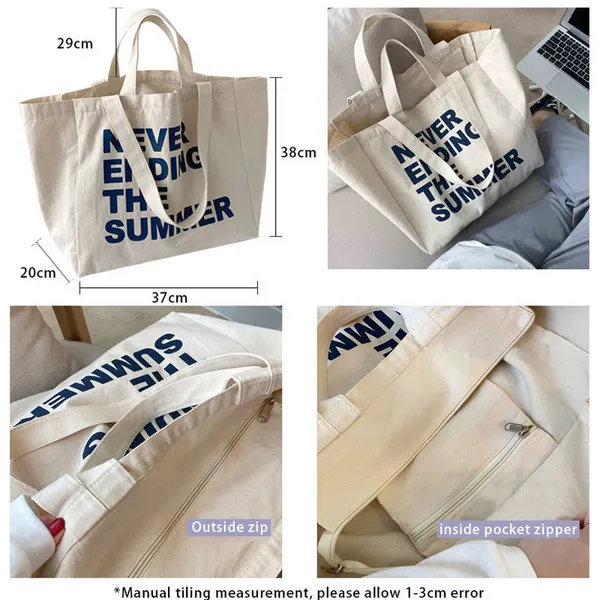 Customized Large Capacity Casual Cotton Canvas Shopping Tote Bag