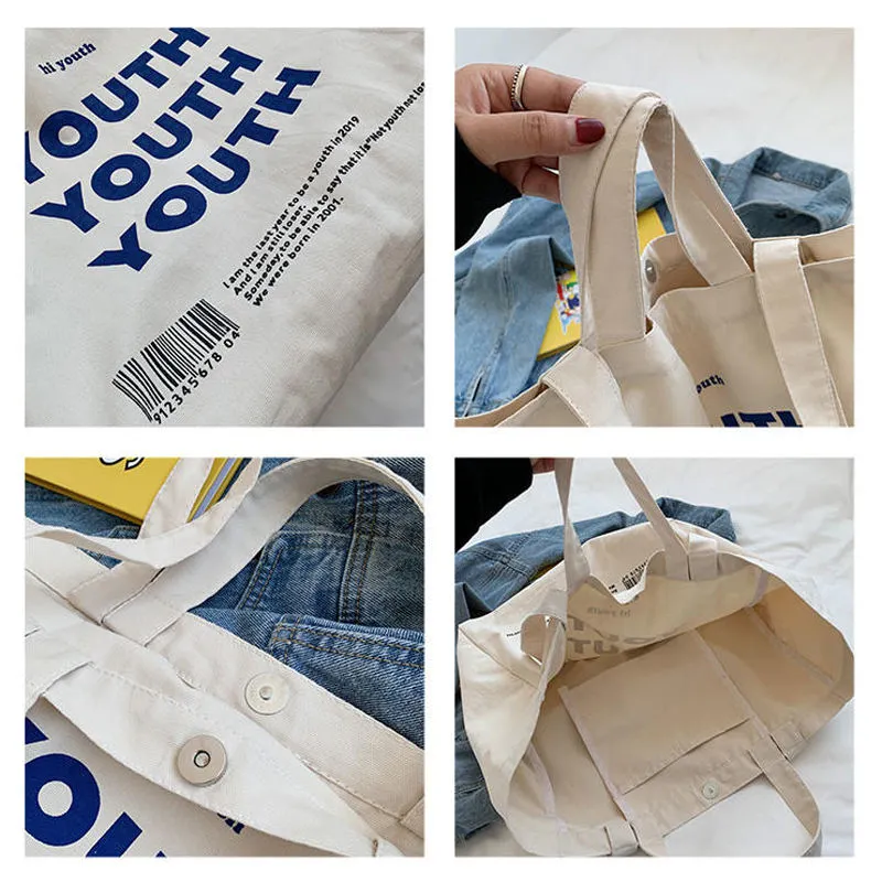 Customized Large Capacity Casual Cotton Canvas Shopping Tote Bag