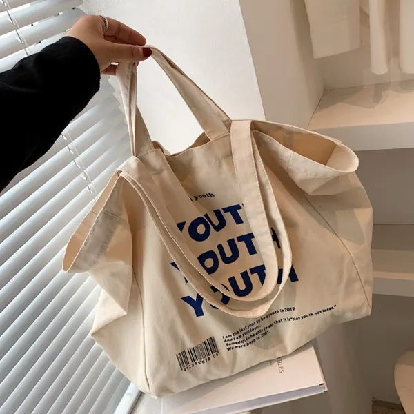 Customized Large Capacity Casual Cotton Canvas Shopping Tote Bag