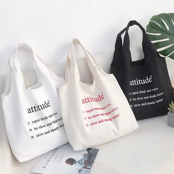 Custom Printed Cotton Canvas Shopping Tote Bag with Logo