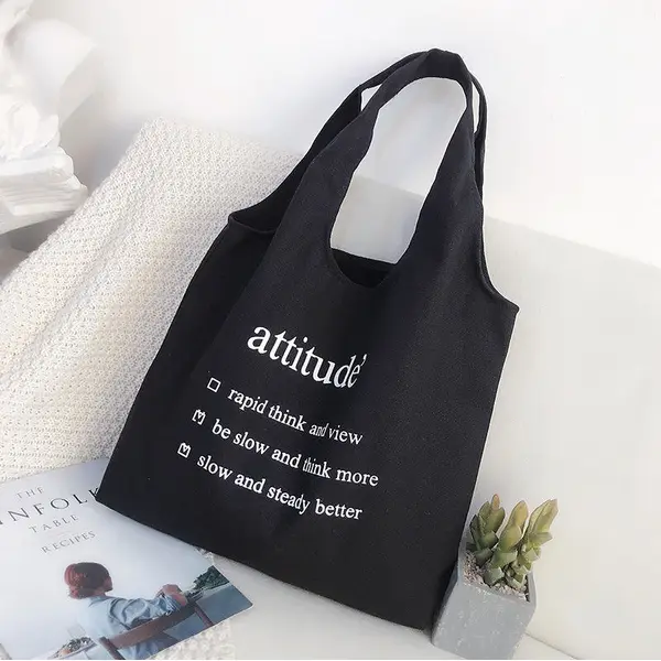 Custom Printed Cotton Canvas Shopping Tote Bag with Logo