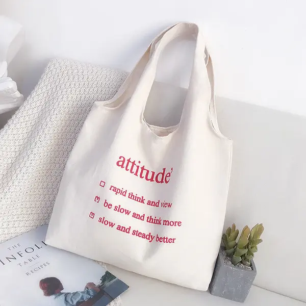 Custom Printed Cotton Canvas Shopping Tote Bag with Logo