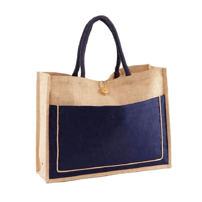 Custom Printed Eco Friendly Burlap Jute Shopping Tote Bag with Logo