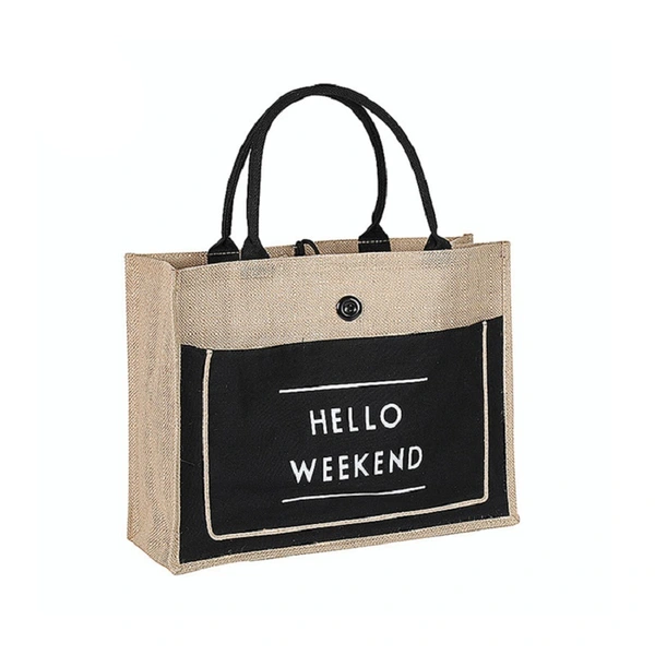 Custom Printed Eco Friendly Burlap Jute Shopping Tote Bag with Logo