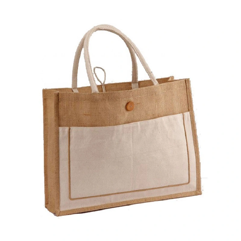 Custom Printed Eco Friendly Burlap Jute Shopping Tote Bag with Logo