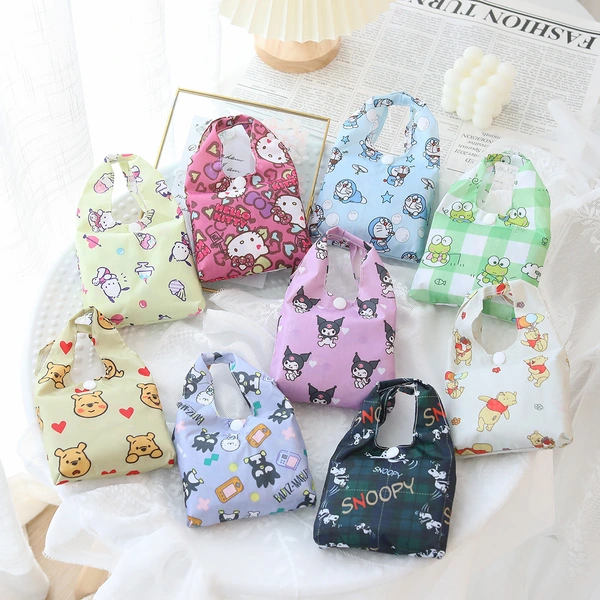 Custom Logo Reusable Waterproof Foldable Shopping Bag With Pouch