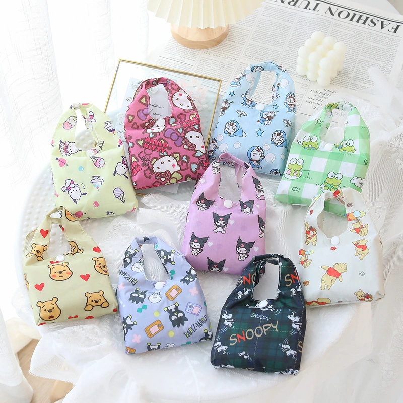 Custom Logo Reusable Waterproof Foldable Shopping Bag With Pouch