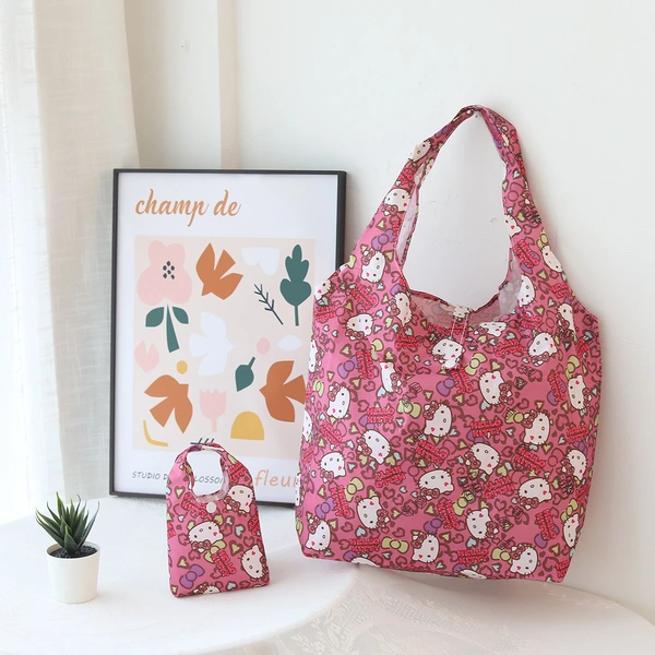 Custom Logo Reusable Waterproof Foldable Shopping Bag With Pouch