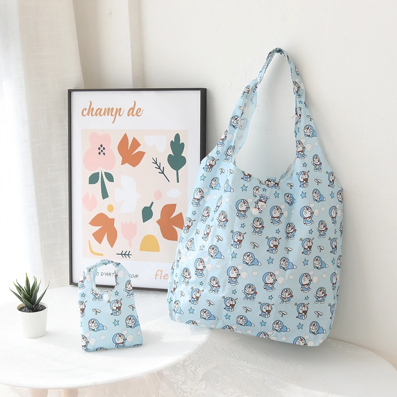 Custom Logo Reusable Waterproof Foldable Shopping Bag With Pouch