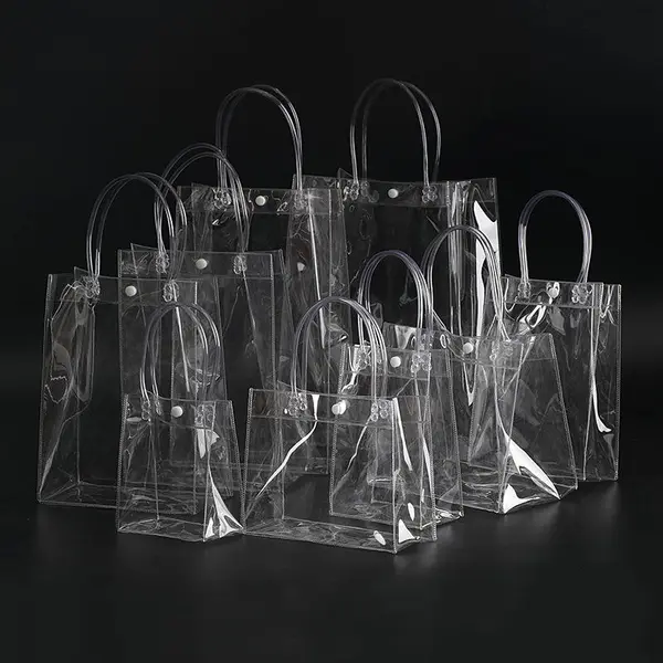 Transparent Clear Handle PVC Gift Packaging Customized Shopping Bags