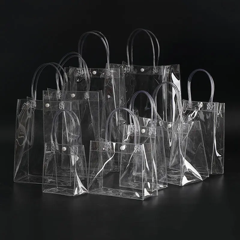 Transparent Clear Handle PVC Gift Packaging Customized Shopping Bags
