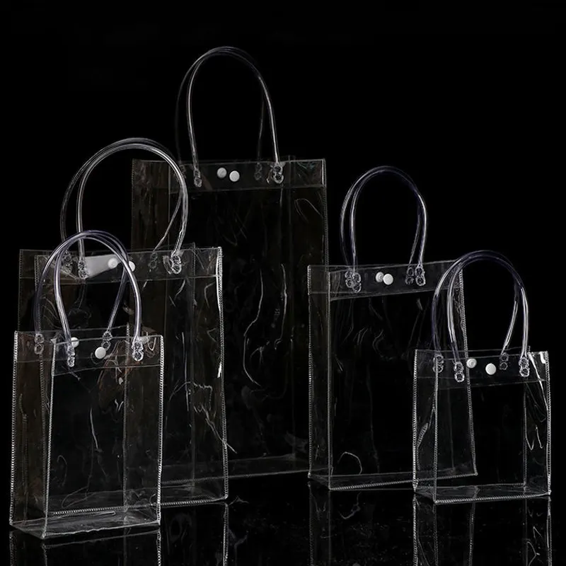 Transparent Clear Handle PVC Gift Packaging Customized Shopping Bags