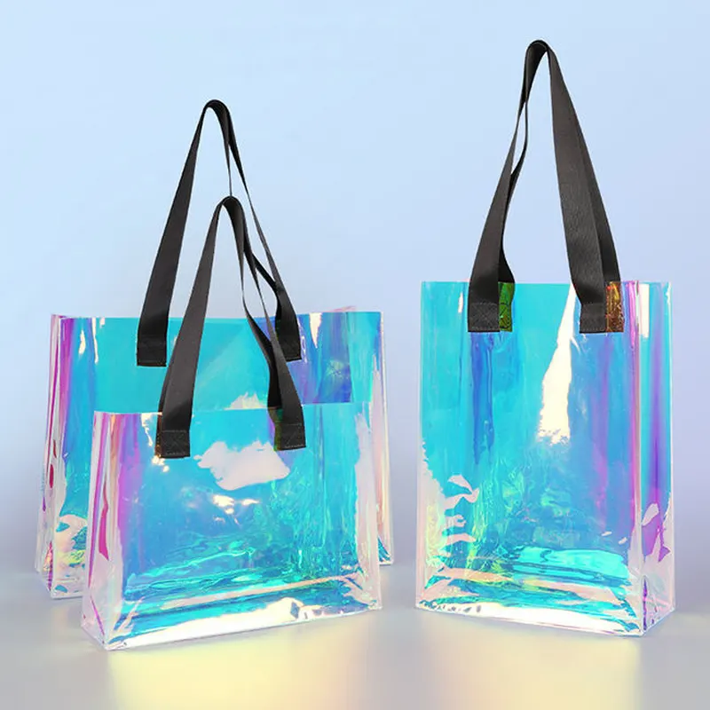 PVC Tote Bag Laser Handbag Holographic Iridescent Shopping Bags