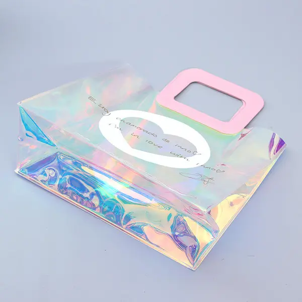 New Custom Logo Print Transparent Women Laser PVC Clear Tote Bag