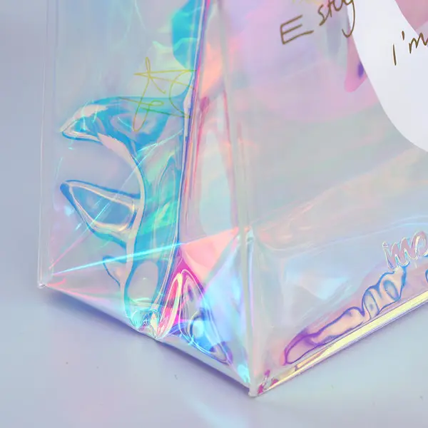 New Custom Logo Print Transparent Women Laser PVC Clear Tote Bag