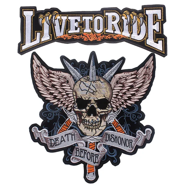 Big Punk Skull Patch Iron On Embroidered Motorcycle Patches