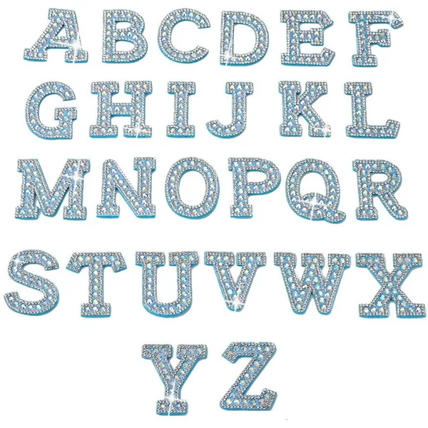 Custom Shining Rhinestone Beaded Applique Iron on Letter Patches