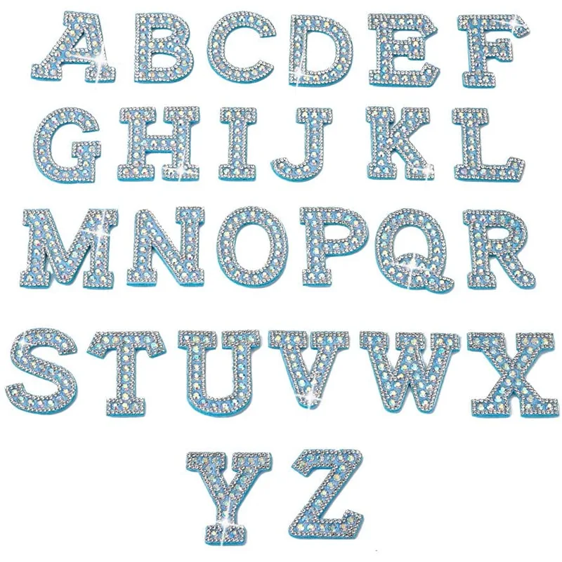 Custom Shining Rhinestone Beaded Applique Iron on Letter Patches