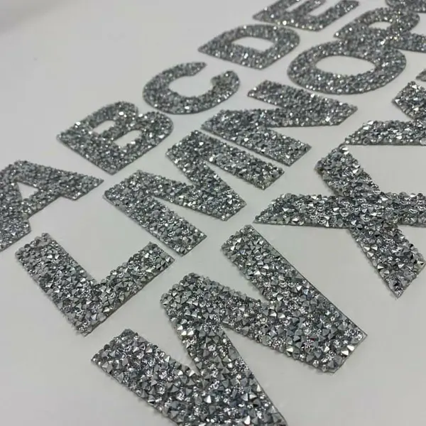 Custom Shining Rhinestone Beaded Applique Iron on Letter Patches