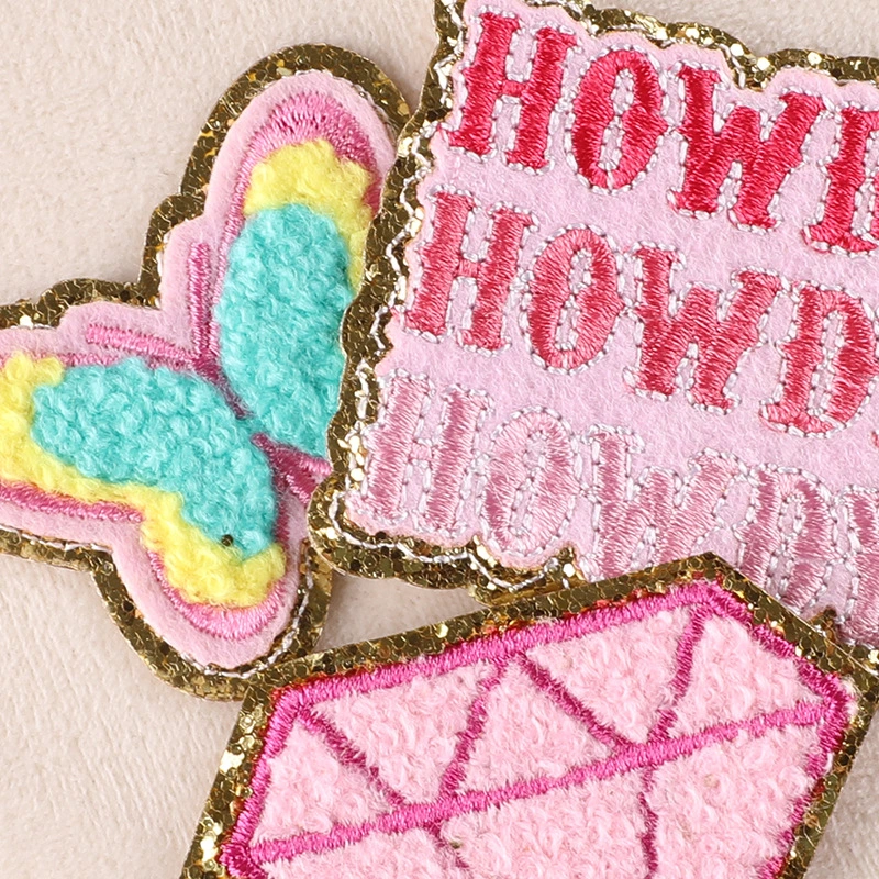 Stylish Gold Stripes Clothing Chenille Patch DIY Accessory