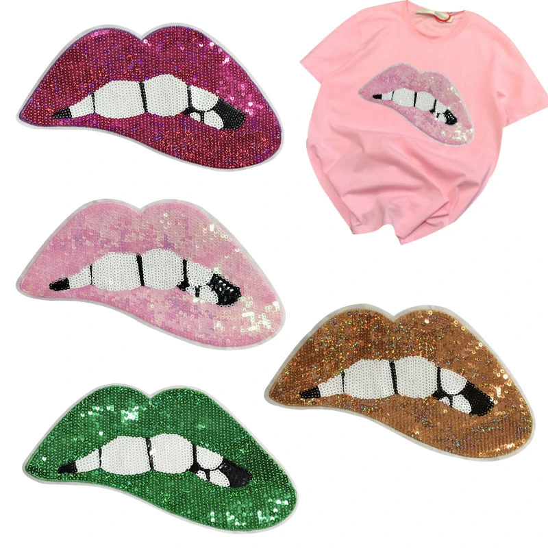 Personality Big Sexy Lips Sequin Patch Iron on Patches