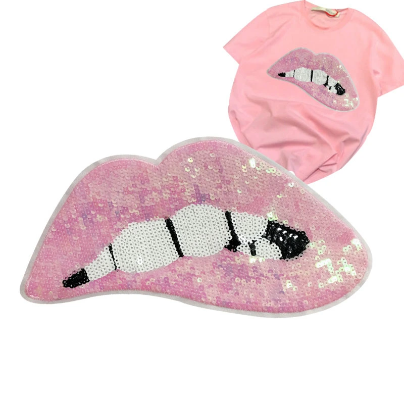 Personality Big Sexy Lips Sequin Patch Iron on Patches