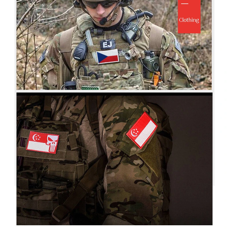 Tactical Combat Military Country Flag Hook and Loop Patch