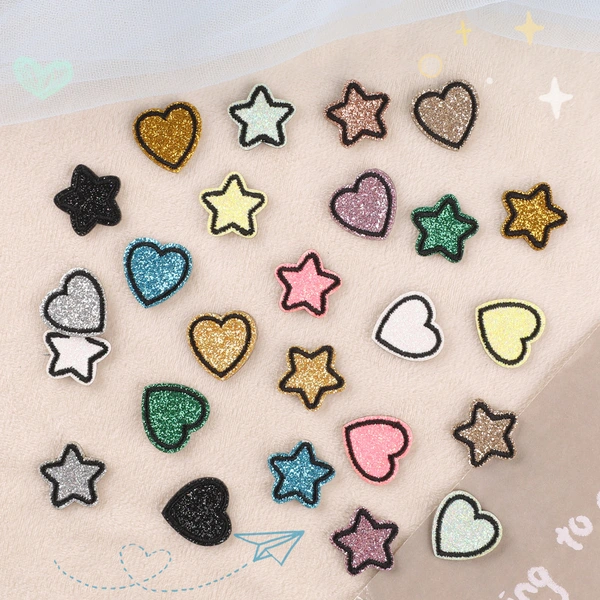 Sparkly Glitter Powder Stars Heart DIY Sticker Patch