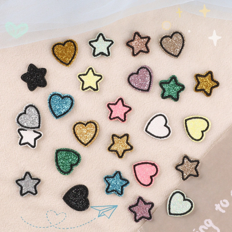 Sparkly Glitter Powder Stars Heart DIY Sticker Patch