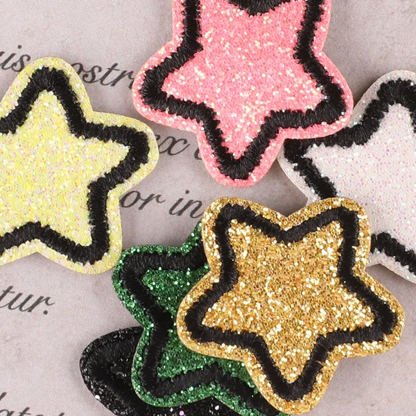 Sparkly Glitter Powder Stars Heart DIY Sticker Patch