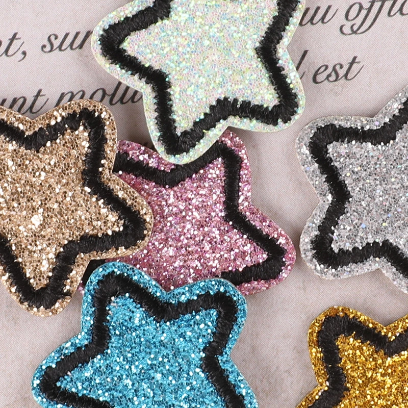 Sparkly Glitter Powder Stars Heart DIY Sticker Patch