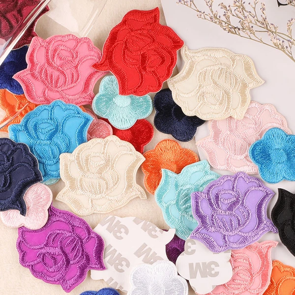 Multicolor Rose Flower Romantic DIY Floral Back Glue Patch