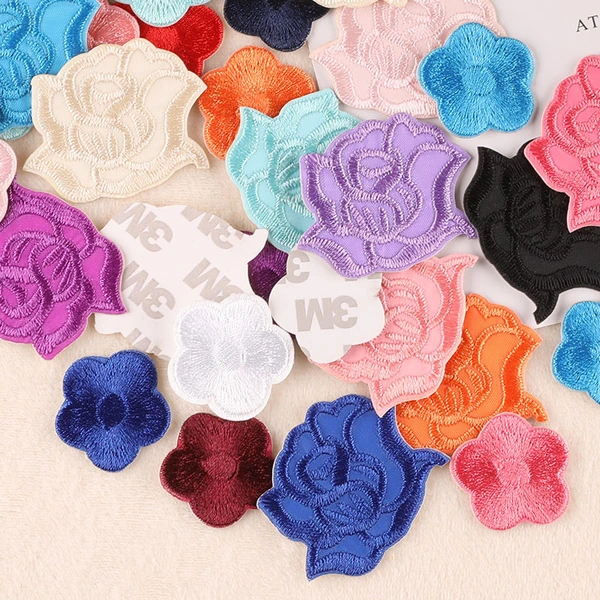 Multicolor Rose Flower Romantic DIY Floral Back Glue Patch