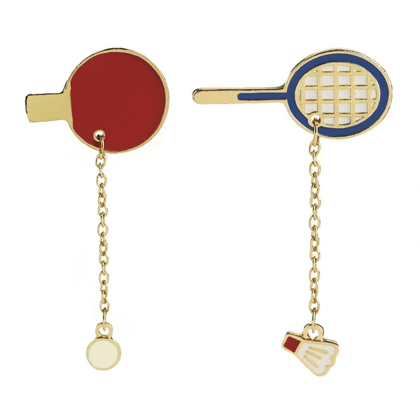New Chain Brooch Table Tennis Badminton Sports Enamel Lapel Pins Badge