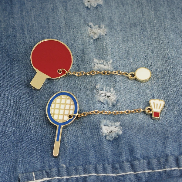 New Chain Brooch Table Tennis Badminton Sports Enamel Lapel Pins Badge