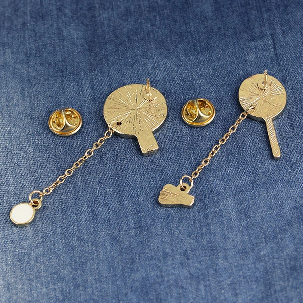 New Chain Brooch Table Tennis Badminton Sports Enamel Lapel Pins Badge