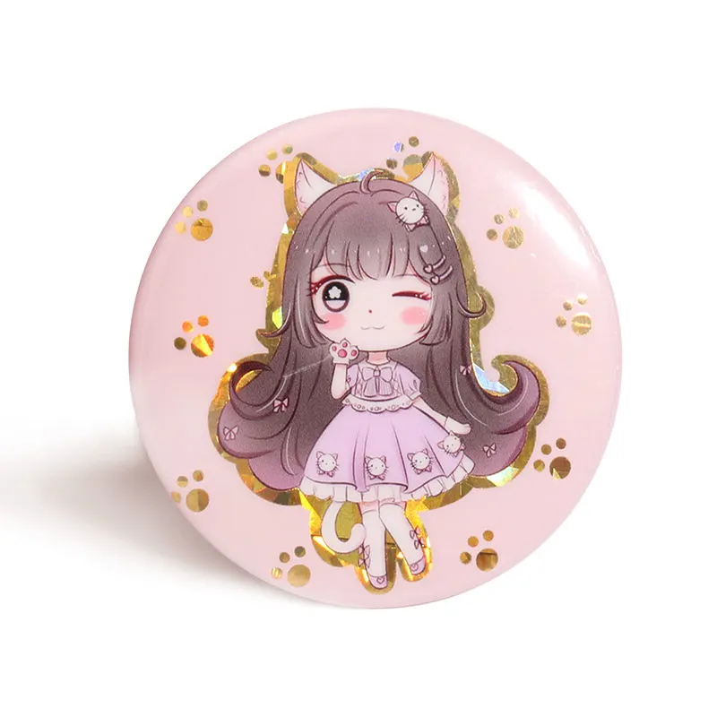 Custom Anime Heart Tin Badge Promotional Kawaii Button Pins
