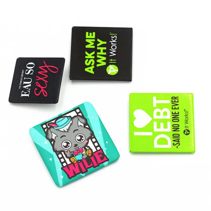 Promotional Custom Square Button Badge Brooch Metal Lapel Pin