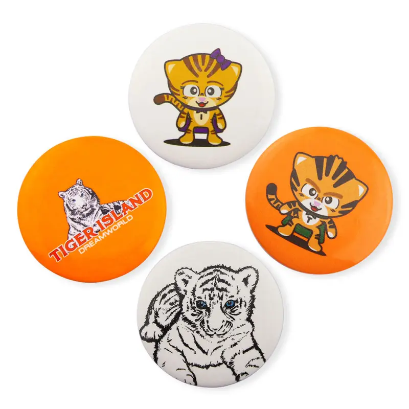 Custom Heat Transfer Tin Plate Metallic Clothing Magnetic Button Badge