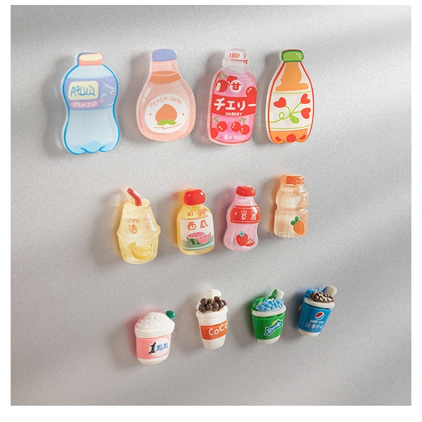 Cartoon Drinks Food Acrylic Magnetic Sticker Home Fridge Magnets