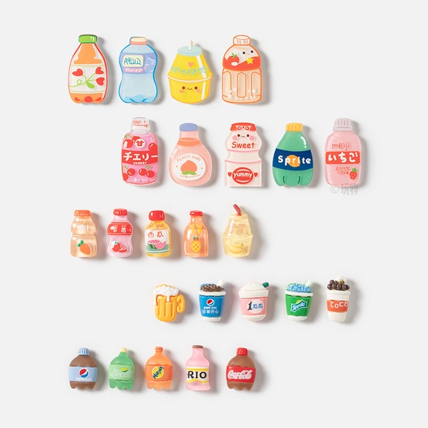 Cartoon Drinks Food Acrylic Magnetic Sticker Home Fridge Magnets