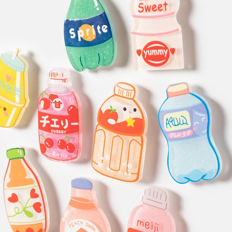 Cartoon Drinks Food Acrylic Magnetic Sticker Home Fridge Magnets