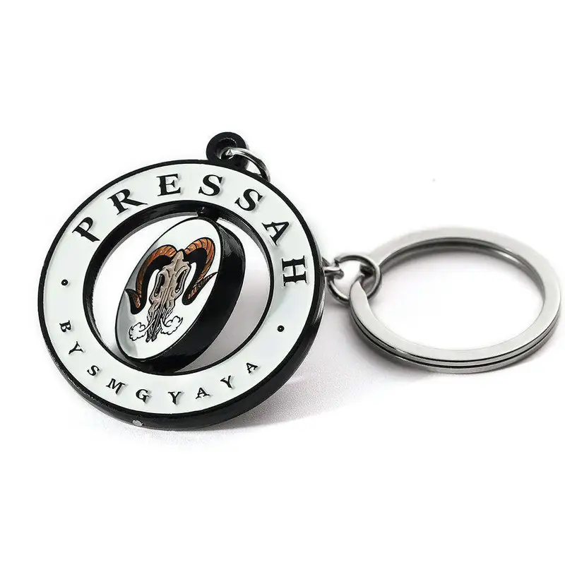 Customised Logo Souvenirs Gift Metal Key Chain Blank Spinning Keyring