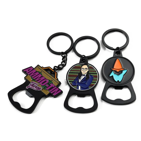 Custom Bottle Keyring Die Cast Enamel 3D Beer Bottle Opener Keychain