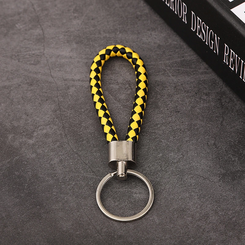 Promotional Braid PU Leather Rope Keychain with Ring